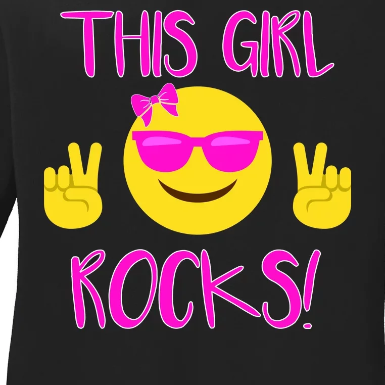 This Girl Rocks Funny Emoji Ladies Long Sleeve Shirt