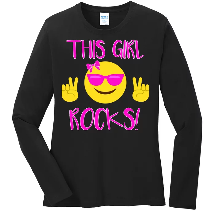 This Girl Rocks Funny Emoji Ladies Long Sleeve Shirt