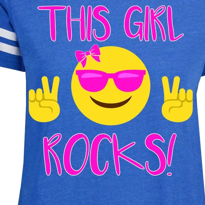 This Girl Rocks Funny Emoji Enza Ladies Jersey Football T-Shirt