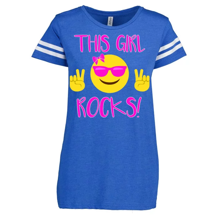 This Girl Rocks Funny Emoji Enza Ladies Jersey Football T-Shirt