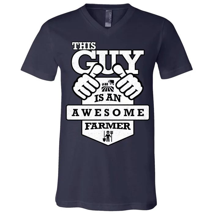 This Guy Is An Awesome Farmer V-Neck T-Shirt