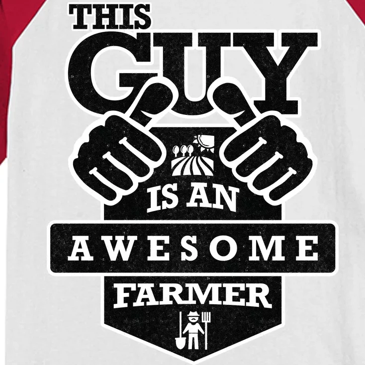 This Guy Is An Awesome Farmer Kids Colorblock Raglan Jersey