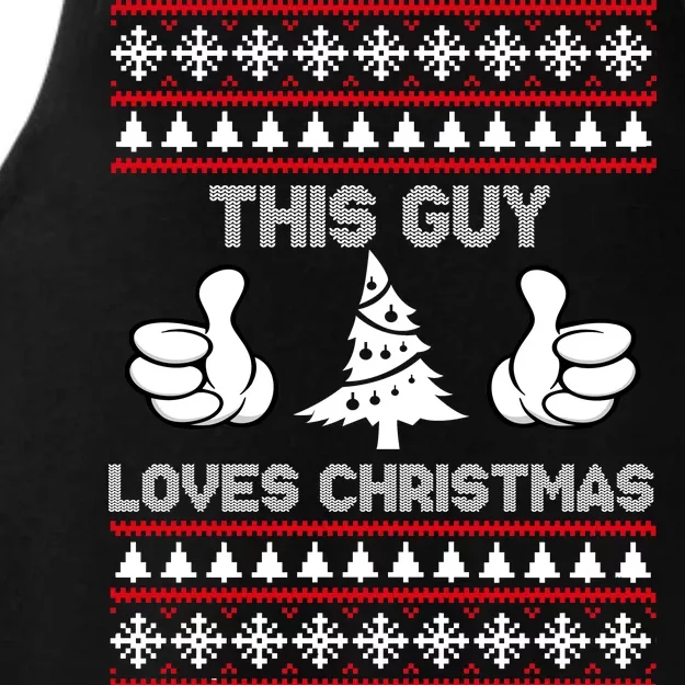 This Guy Loves Christmas Ugly Christmas Sweater Ladies Tri-Blend Wicking Tank