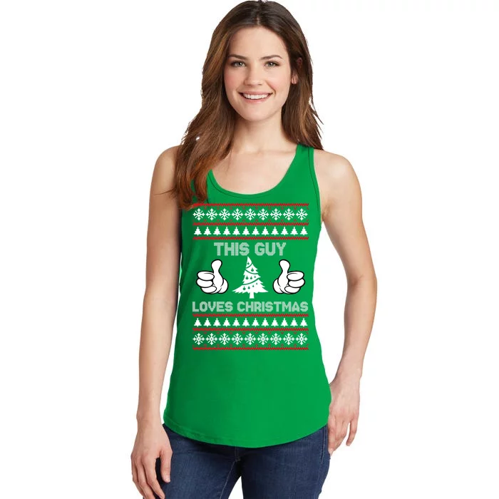 This Guy Loves Christmas Ugly Christmas Sweater Ladies Essential Tank