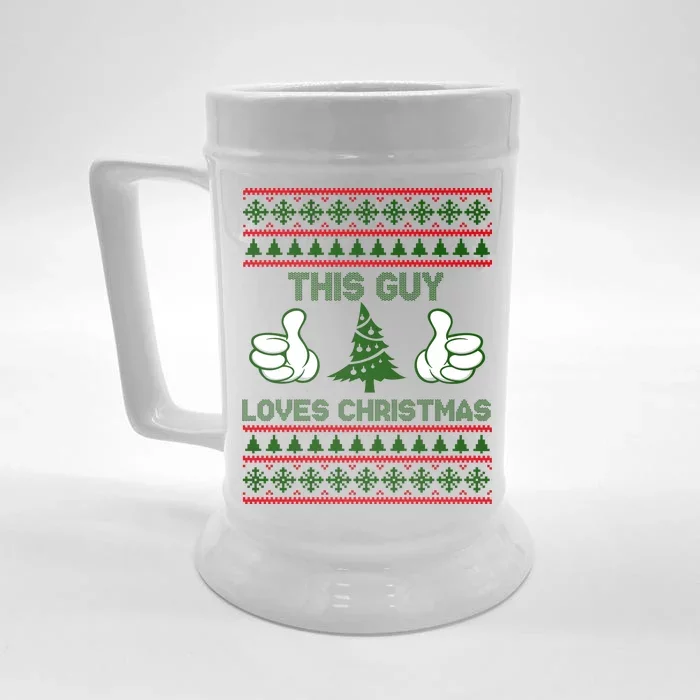 This Guy Loves Christmas Ugly Christmas Sweater Front & Back Beer Stein