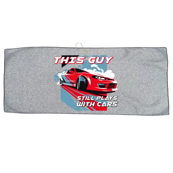 This Guy Still Plays With Cars Large Microfiber Waffle Golf Towel