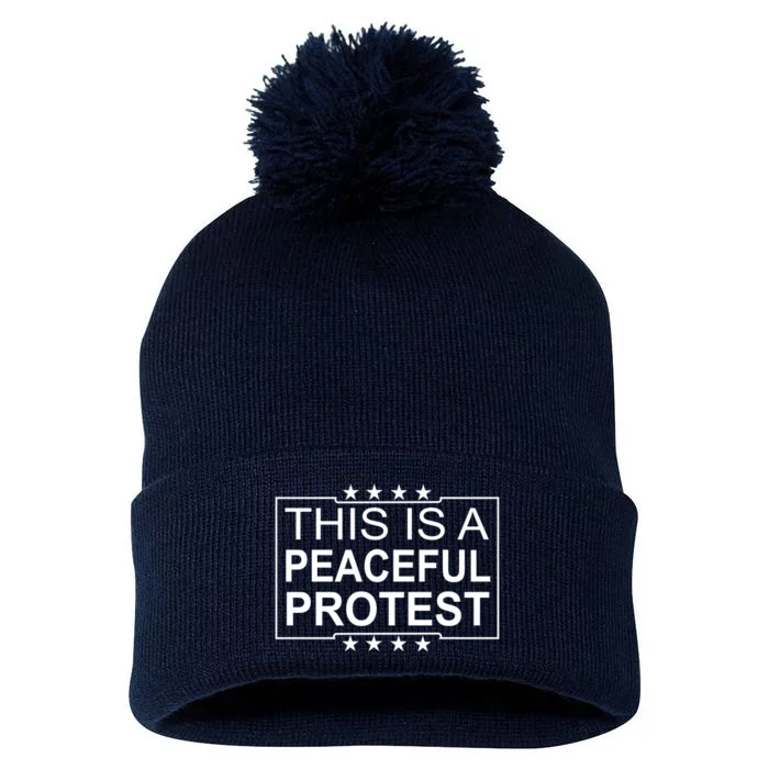 This Is A Peaceful Protest Pro Trump Pom Pom 12in Knit Beanie