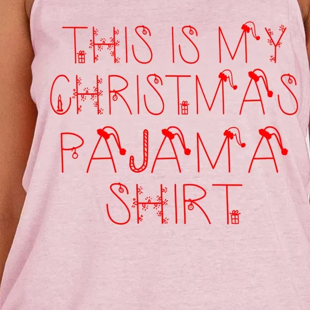 This Is My Christmas Pajama Shirt Funny Women's Knotted Racerback Tank