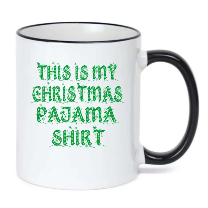 This is my Christmas Pajama Shirt Snow Letters Black Color Changing Mug