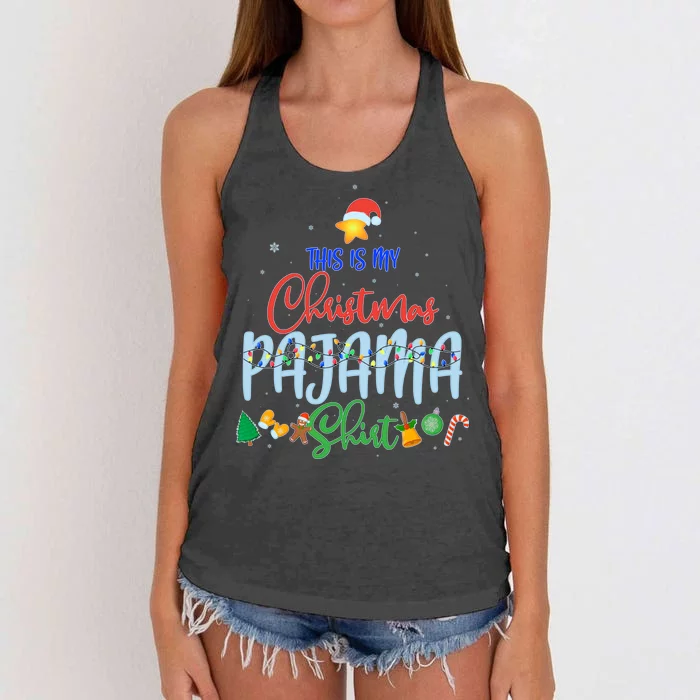 This is My Christmas PJ Shirt Women's Knotted Racerback Tank