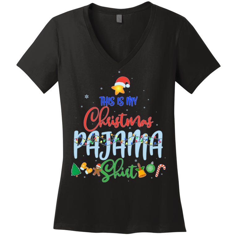 This is My Christmas PJ Shirt Women's V-Neck T-Shirt