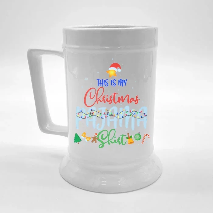 This is My Christmas PJ Shirt Front & Back Beer Stein