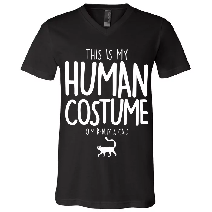 This Is My Human Costume I'm Really a Cat V-Neck T-Shirt