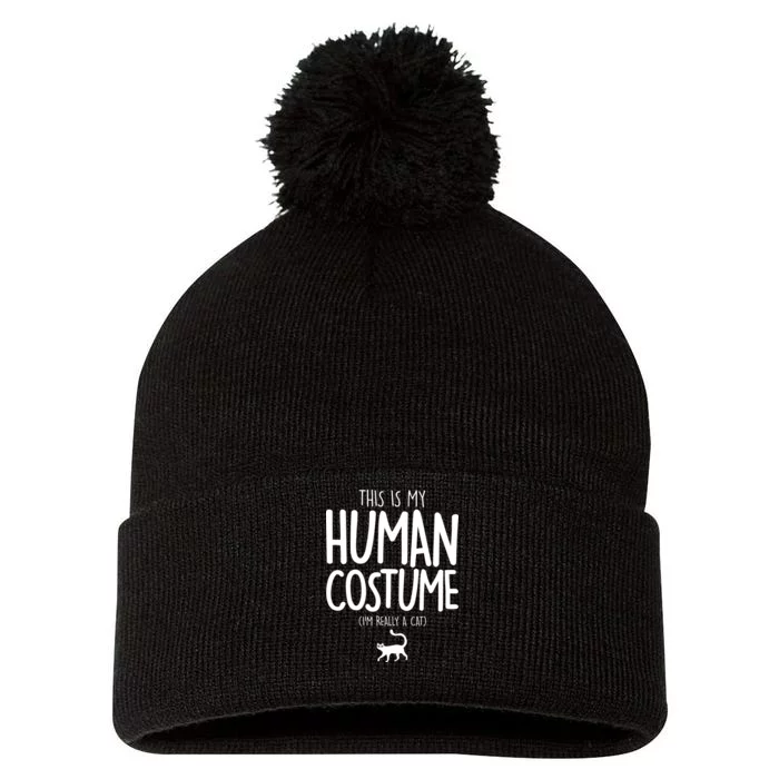 This Is My Human Costume I'm Really a Cat Pom Pom 12in Knit Beanie