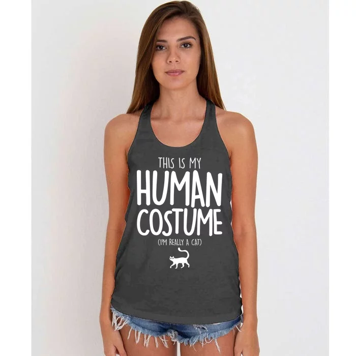 This Is My Human Costume I'm Really a Cat Women's Knotted Racerback Tank