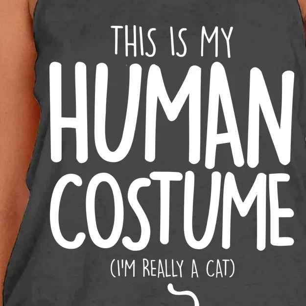 This Is My Human Costume I'm Really a Cat Women's Knotted Racerback Tank