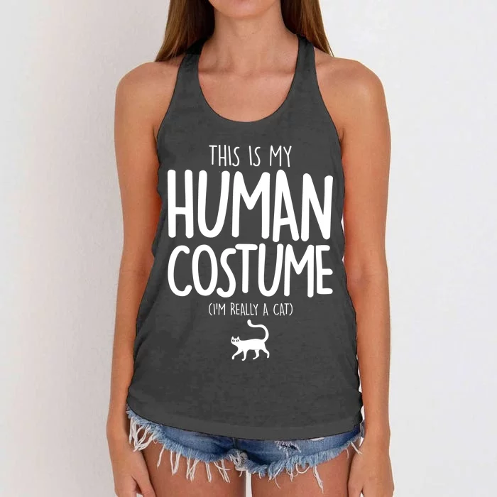 This Is My Human Costume I'm Really a Cat Women's Knotted Racerback Tank