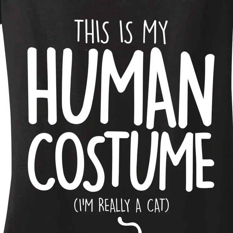 This Is My Human Costume I'm Really a Cat Women's V-Neck T-Shirt