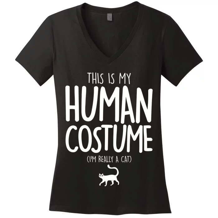 This Is My Human Costume I'm Really a Cat Women's V-Neck T-Shirt