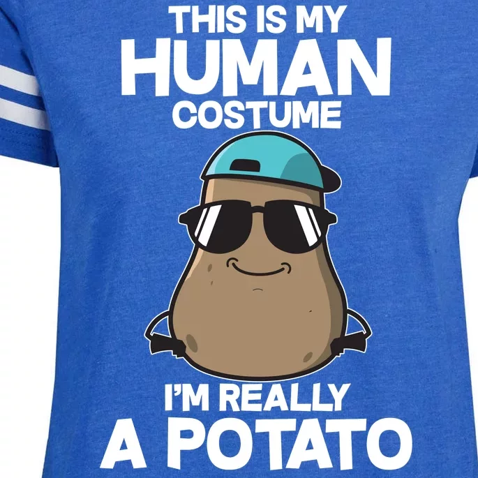 This Is My Human Costume I'm Really A Potato Enza Ladies Jersey Football T-Shirt