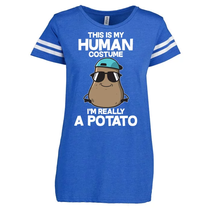 This Is My Human Costume I'm Really A Potato Enza Ladies Jersey Football T-Shirt