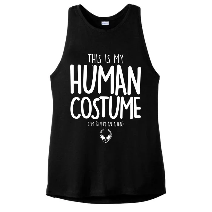 This Is My Human Costume I'm Really An Alien Ladies Tri-Blend Wicking Tank