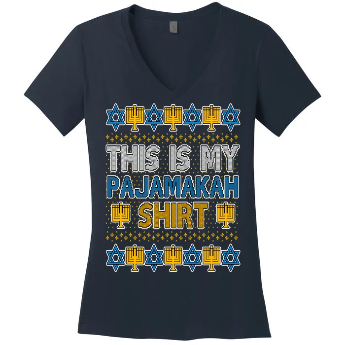 This Is My Pajamakah Shirt Ugly Hanukkah Sweater Women's V-Neck T-Shirt