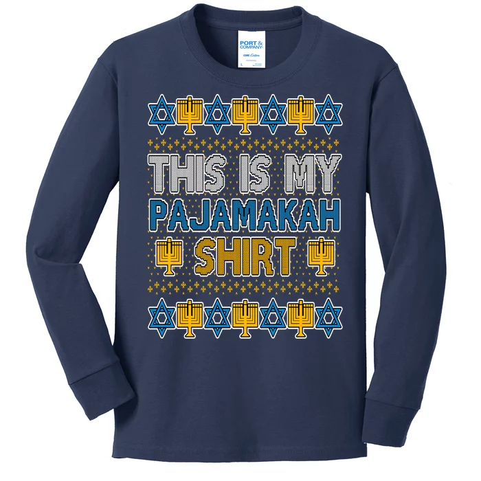 This Is My Pajamakah Shirt Ugly Hanukkah Sweater Kids Long Sleeve Shirt