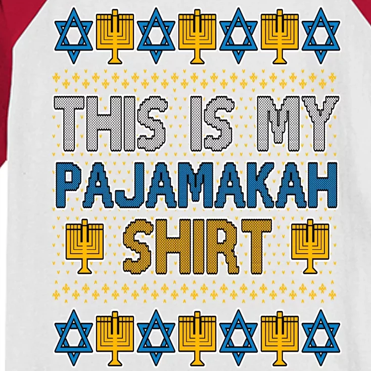 This Is My Pajamakah Shirt Ugly Hanukkah Sweater Kids Colorblock Raglan Jersey