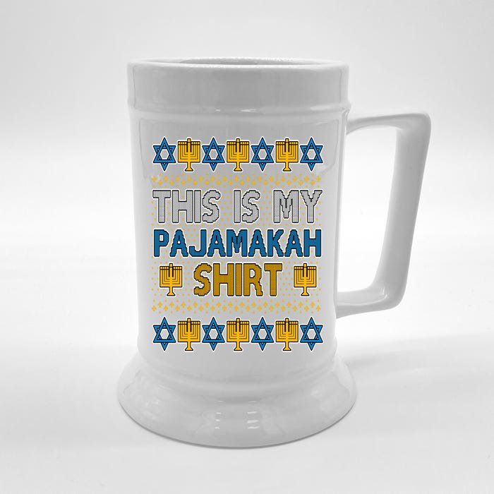 This Is My Pajamakah Shirt Ugly Hanukkah Sweater Front & Back Beer Stein