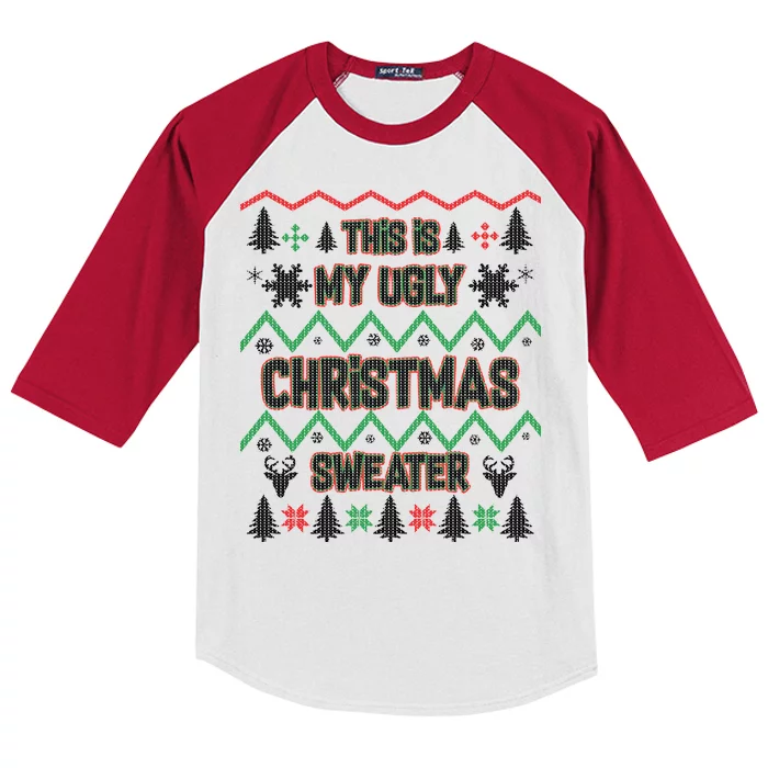 This Is My Ugly Christmas Sweater Kids Colorblock Raglan Jersey