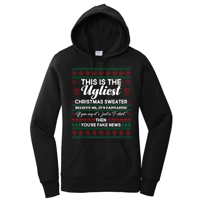 This Is The Ugliest Christmas Sweater Trump Women's Pullover Hoodie