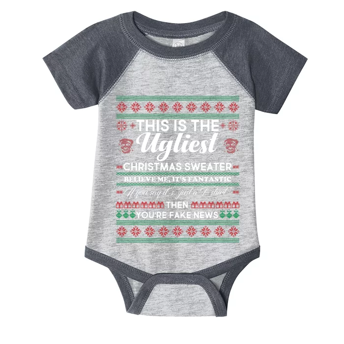 This Is The Ugliest Christmas Sweater Trump Infant Baby Jersey Bodysuit