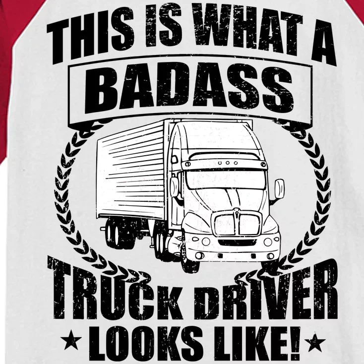 This Is What A Badass Truck Driver Looks Kids Colorblock Raglan Jersey