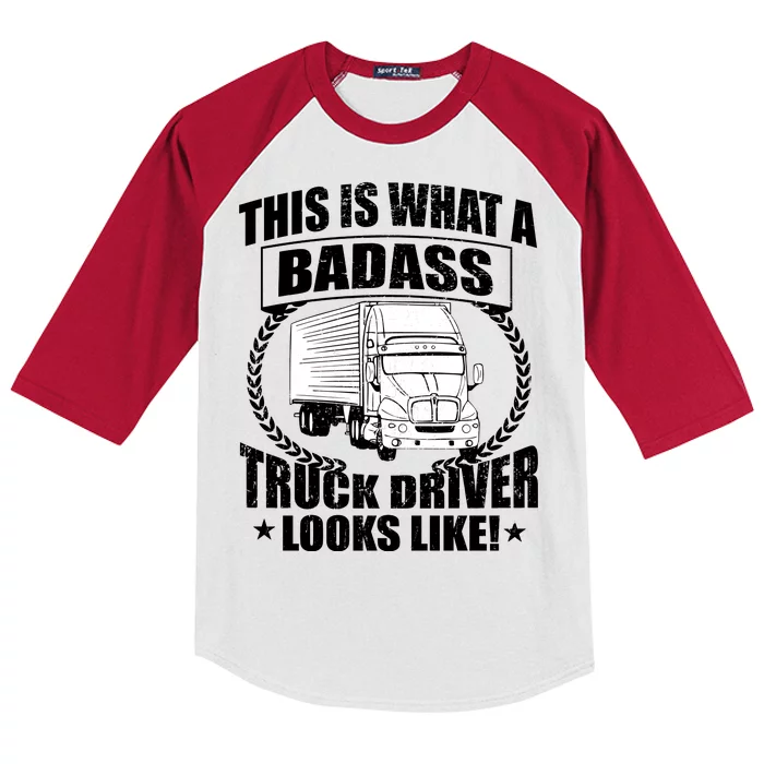 This Is What A Badass Truck Driver Looks Kids Colorblock Raglan Jersey