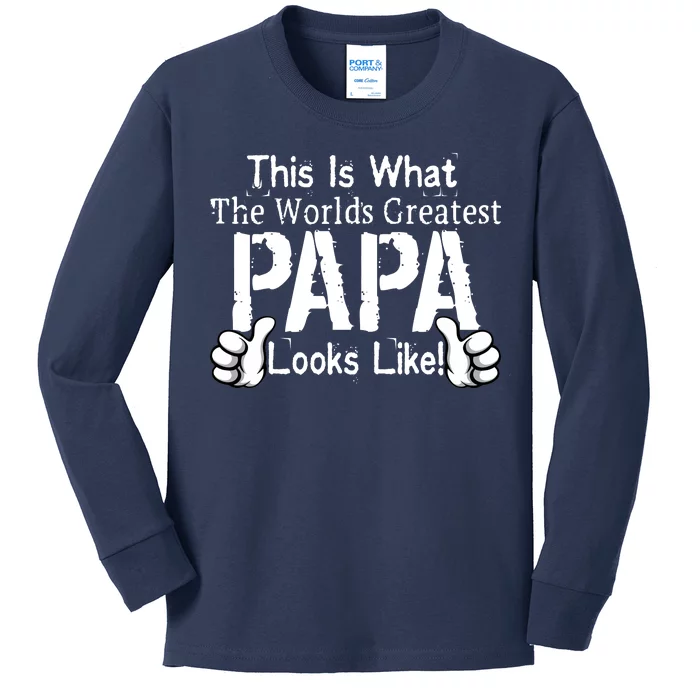 This Is What The World's Greatest Papa Looks Like Kids Long Sleeve Shirt