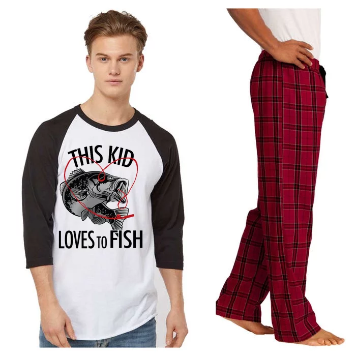 This Kid Loves To Fish Raglan Sleeve Pajama Set