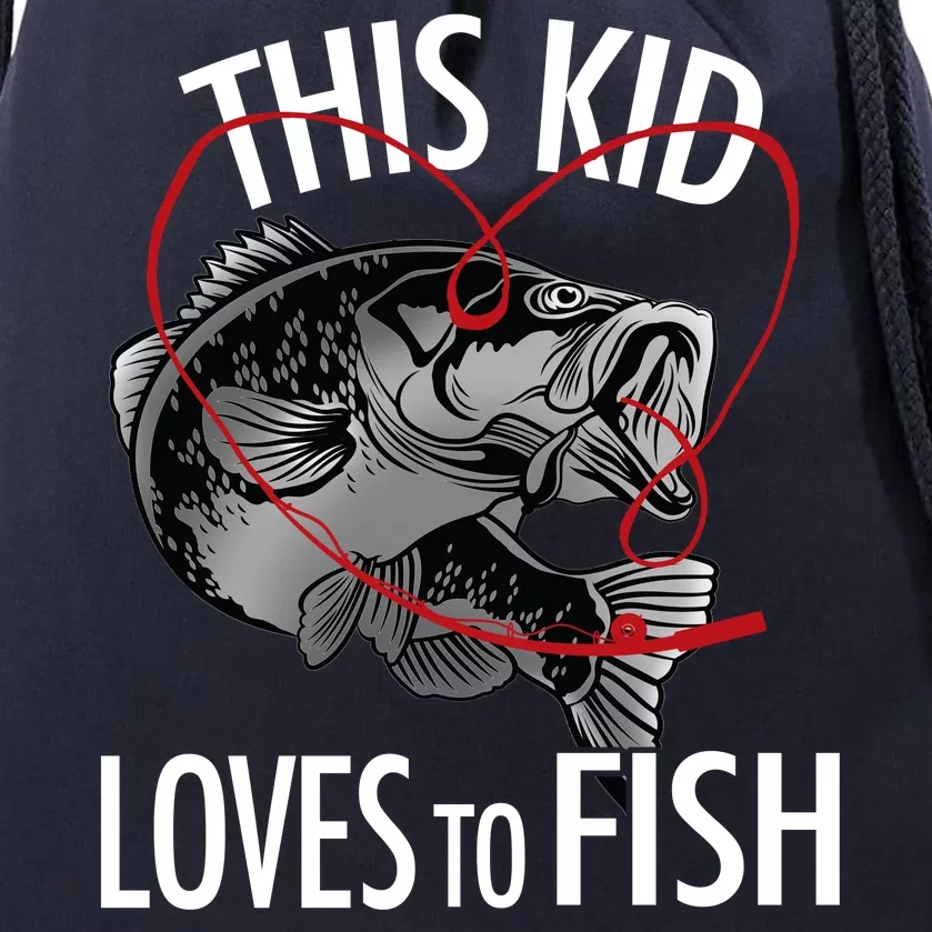 This Kid Loves To Fish Drawstring Bag