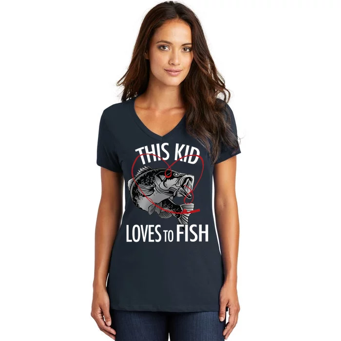 This Kid Loves To Fish Women's V-Neck T-Shirt