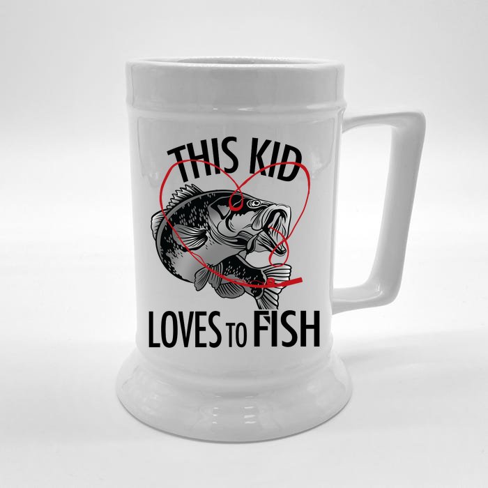 This Kid Loves To Fish Front & Back Beer Stein