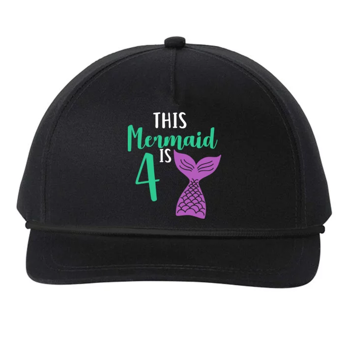 This Mermaid Is 4 Years Old Birthday Snapback Five-Panel Rope Hat