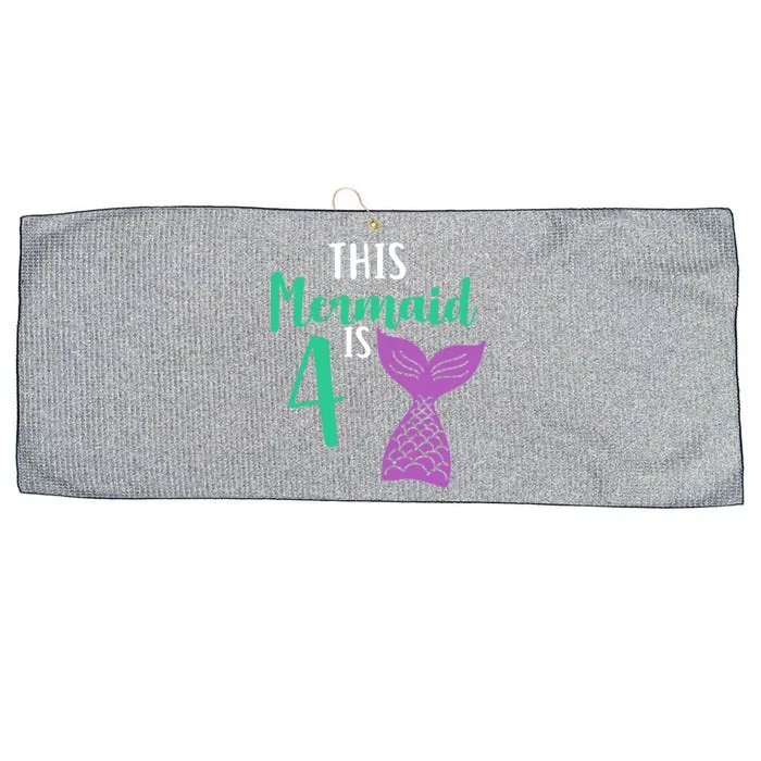 This Mermaid Is 4 Years Old Birthday Large Microfiber Waffle Golf Towel