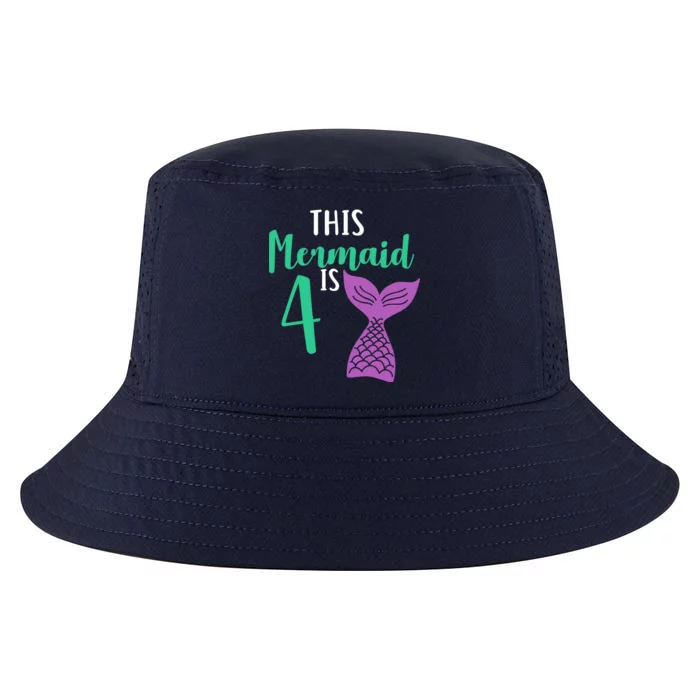 This Mermaid Is 4 Years Old Birthday Cool Comfort Performance Bucket Hat