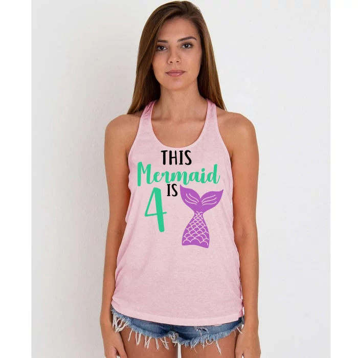 This Mermaid Is 4 Years Old Birthday Women's Knotted Racerback Tank