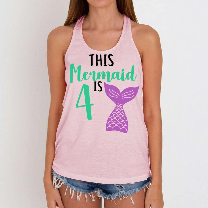 This Mermaid Is 4 Years Old Birthday Women's Knotted Racerback Tank