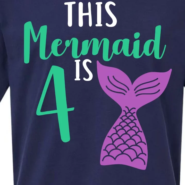 This Mermaid Is 4 Years Old Birthday Sueded Cloud Jersey T-Shirt