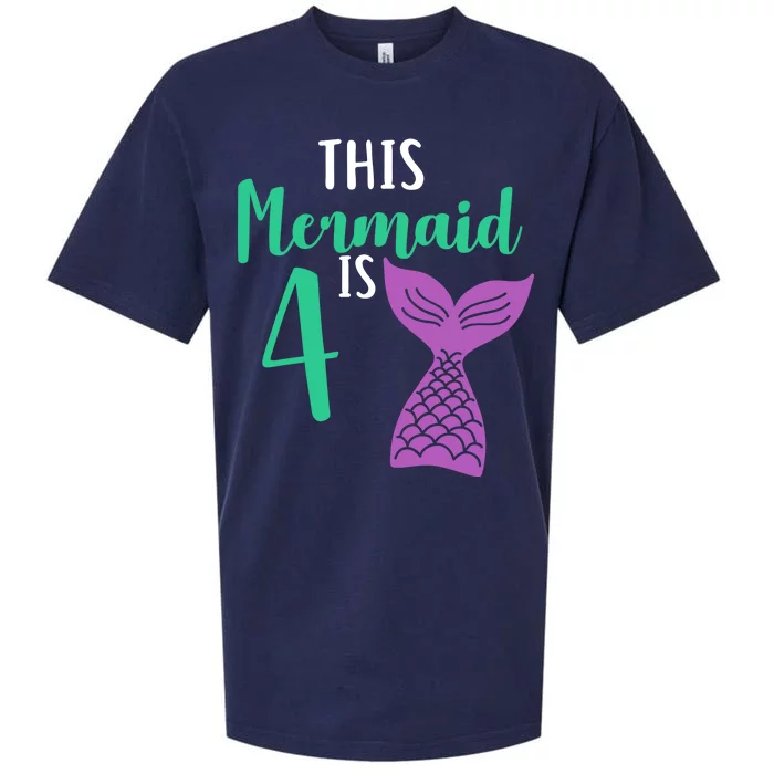 This Mermaid Is 4 Years Old Birthday Sueded Cloud Jersey T-Shirt