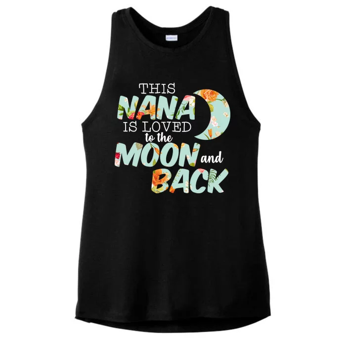 This Nana Is Loved To The Moon And Back Ladies Tri-Blend Wicking Tank