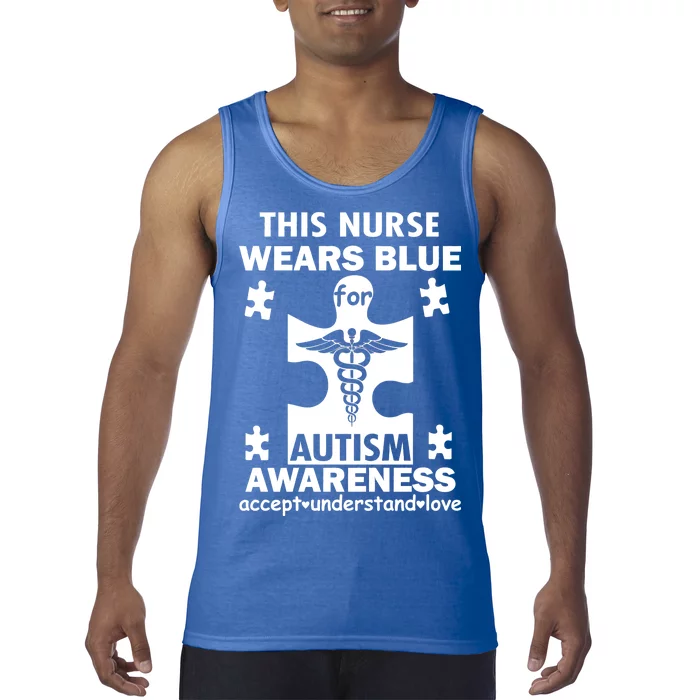 This Nurse Wears Blue For Autism Awareness Tank Top