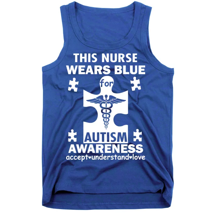 This Nurse Wears Blue For Autism Awareness Tank Top